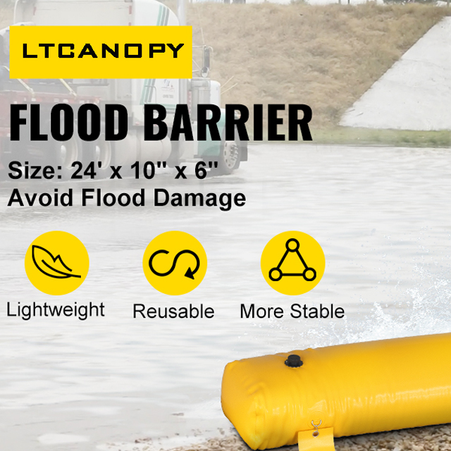 Flood Customized Tube for LTCANOPY Flood Barrier -Sandbag Alternative, Water Barrier for Flooding with Great Waterproof Effect, Reusable PVC Water Diversion Tubes, Flood Barriers (4)