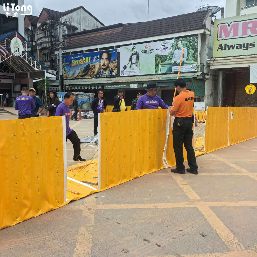 LTCANOPY Yellow Flood Barrier Deployed in Mae Sai River, Thailand