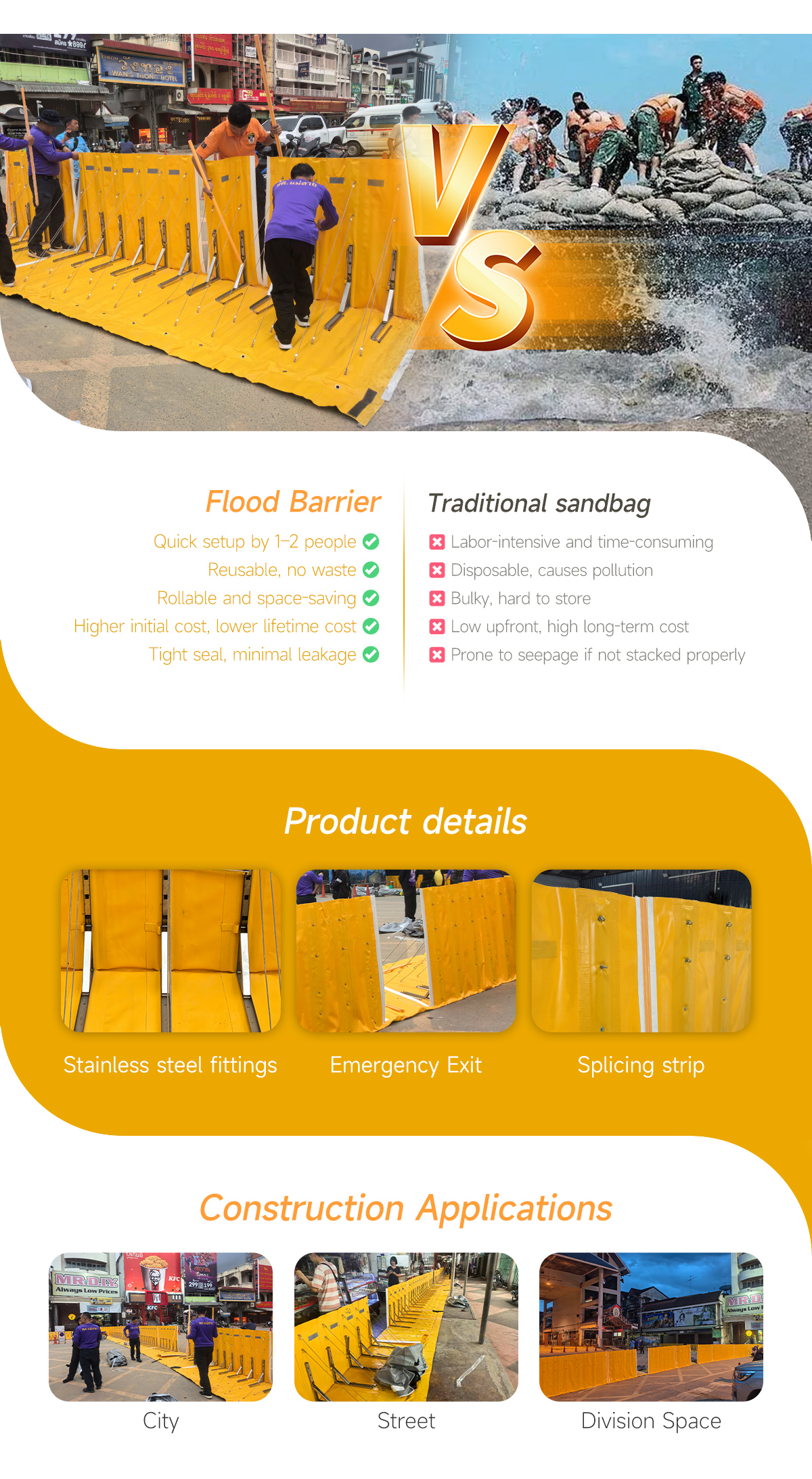 Yellow Flood Barrier,Flood Protection,Rapid Deployment Flood Barrier,flood barrier,flood barrier for sale