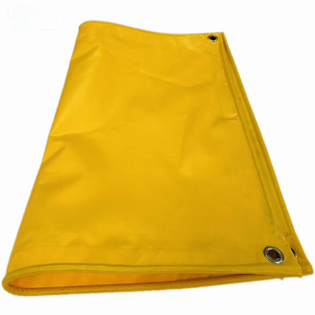 Yellow Flame Resistant PVC Fabric Mesh Coated Tarp For Flood barrier