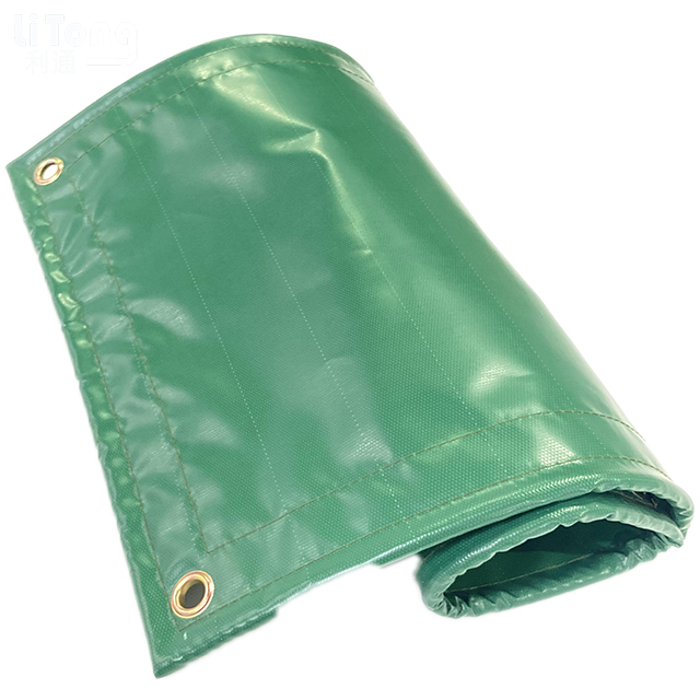 Green Flame Resistant PVC Knife Coated Tarp For Lorry Cover