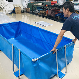 rectangle biofloc tarpaulin of pvc mesh coated tarpaulin supplier foshan litong fanpeng factory in china