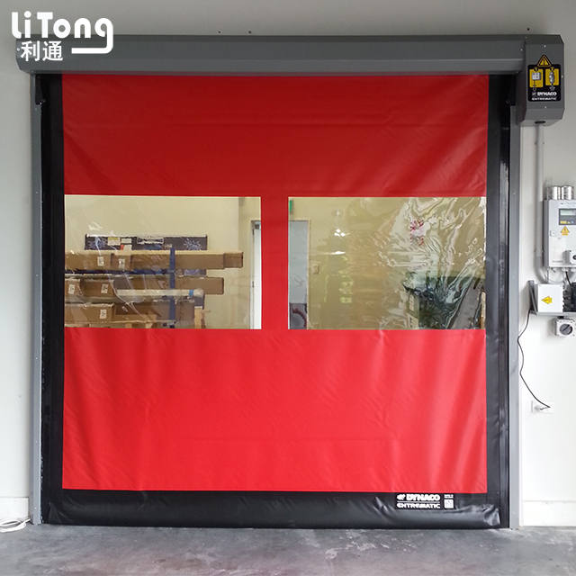 Red High Speed Rapid Flexible PVC Roll Up Door For Freezer industrual Room