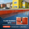 Retractable flood barrier with gate