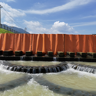 flood control flood barrier make of pvc mesh coated tarp supplier foshan litong fanpeng tarp factory