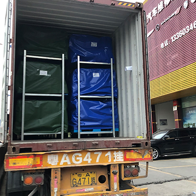 pvc mesh coated tarp for barrier flood control protection tube loading in foshan litong fanpeng factory
