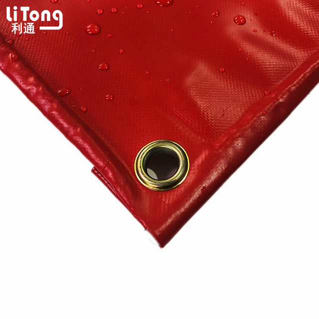 Red Abrasion Resistant PVC Mesh Fabric Coated Tarp For Water Storage Bladder
