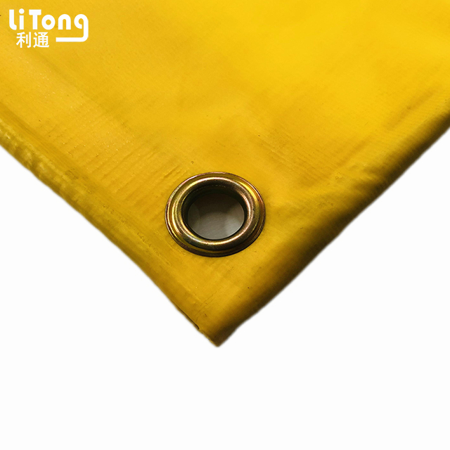 Yellow Flame Resistant PVC Fabric Mesh Coated Tarp For Flood barrier
