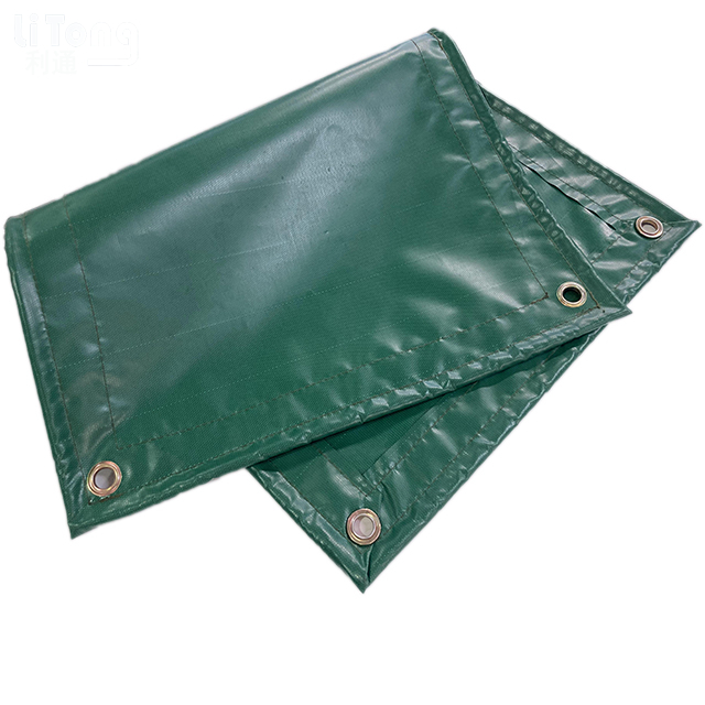 Green Flame Resistant PVC Knife Coated Tarp For Lorry Cover