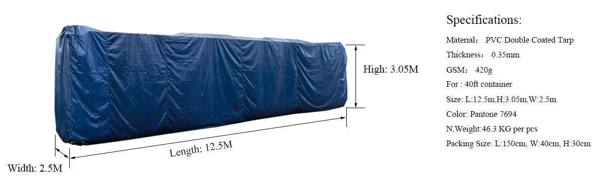 desige-Waterproof Covering Tarpaulin 40ft Container Cover PVC Coated Tarp-Shipping Container Tarp