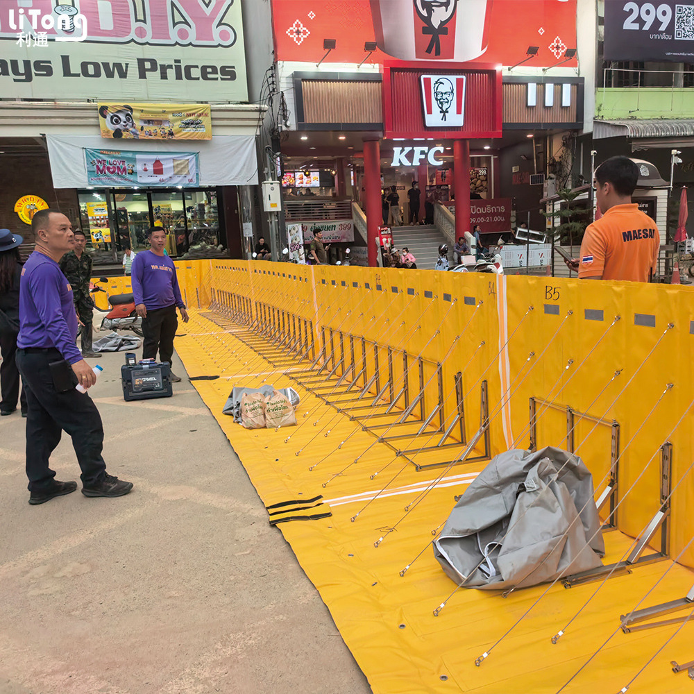 LTCANOPY Yellow Flood Barrier Deployed in Mae Sai River, Thailand
