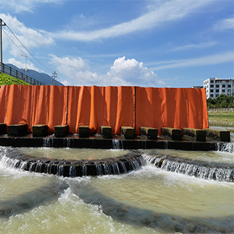 heavy duty pvc fabric mesh coated tarpaulin for flood barrier supplier foshan litong fanpeng factory in china