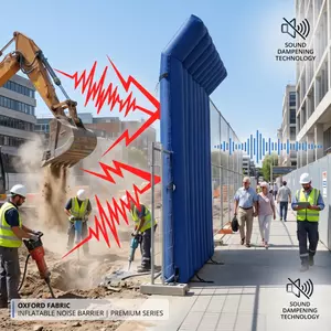 Premium inflatable acoustic wall blocks construction noise for sidewalk pedestrians