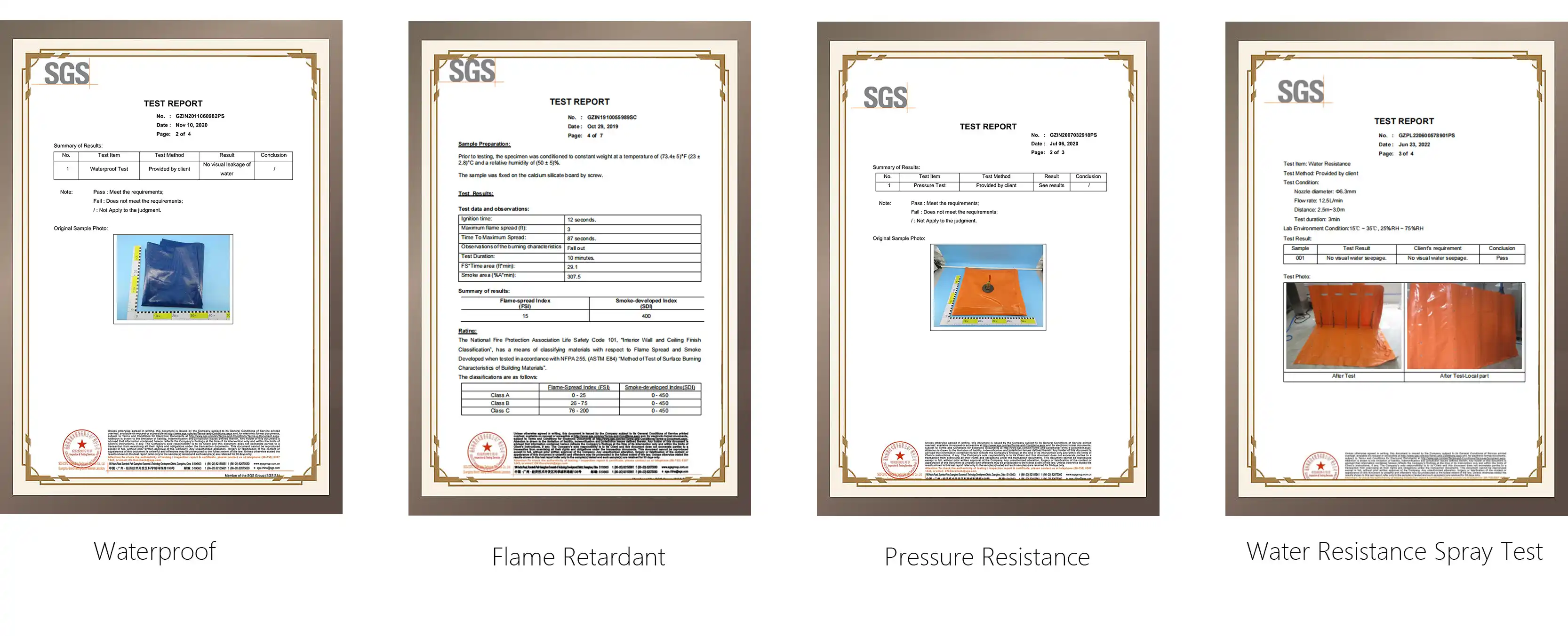 SGS Test Reports for Modular Flood Barrier Performance