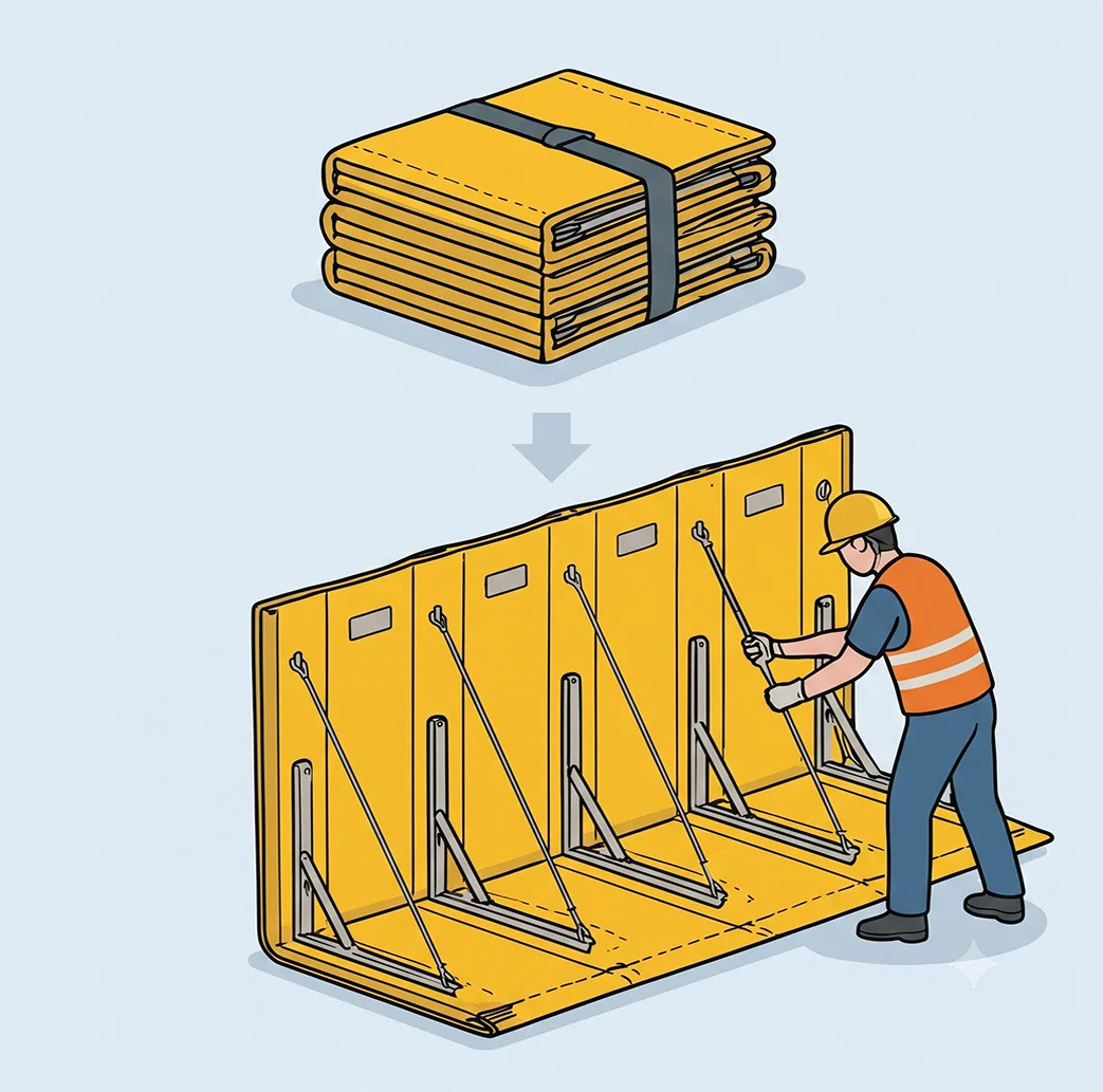  Lightweight foldable flood barrier, one‑person rapid deployment