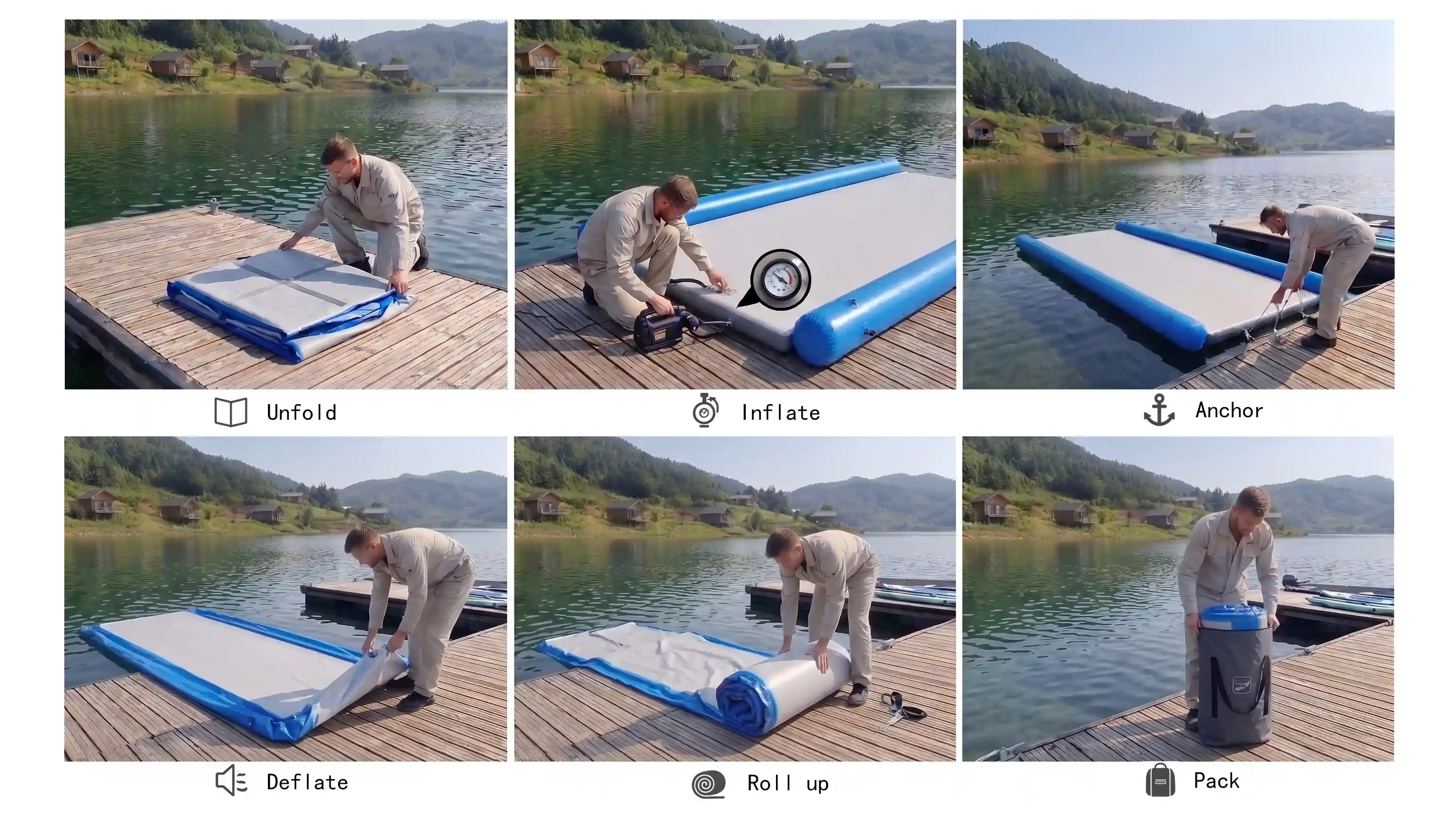 LTCANOPY inflatable dock setup and packing guide