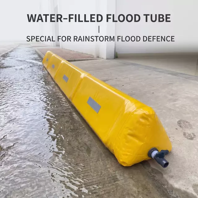 Triangular water‑filled flood barrier for rainstorm defense