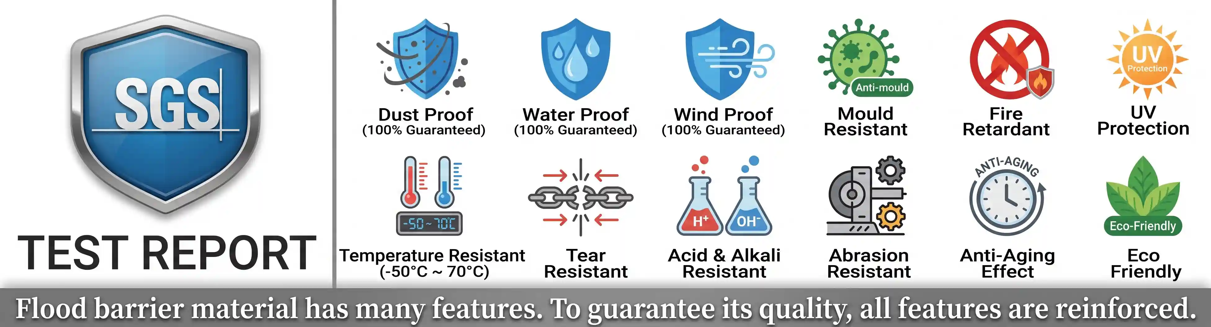 SGS Certified Flood Barrier Material Performance Features