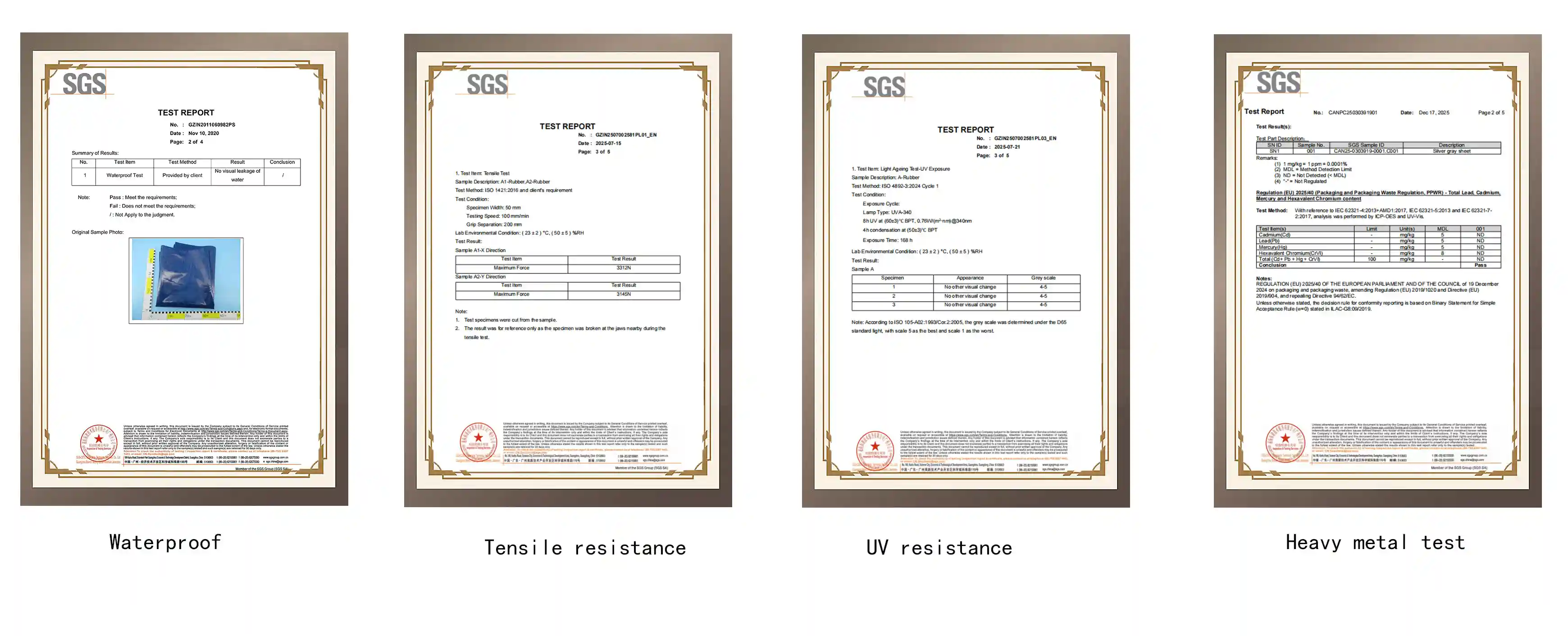 LTCANOPY platform fabric SGS test reports